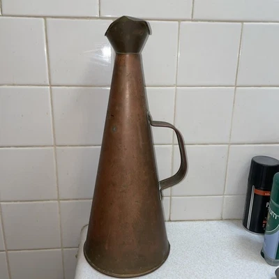 "Megáfono de mano vintage de cobre y latón/bocina antiniebla 14 7/8"" pátina original" Foto 1 de 4