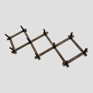 Vintage Wooden Expandable Accordian Peg Wall Hanger Mug Coat Hat Jewellery Rack - Picture 1 of 8