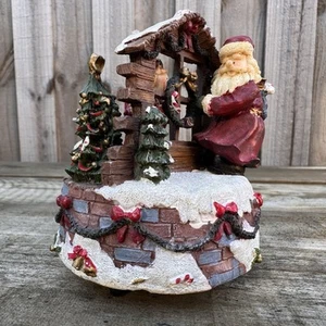 Vintage Santa Claus Christmas Music Box Figurine – Wind-Up Motion Scene - Picture 1 of 7