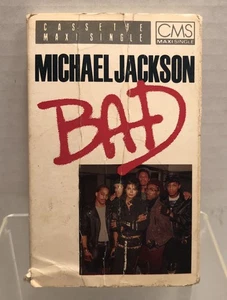 Tested Michael Jackson Bad Cassette Maxi Single Epic 4ET 0746 Cardboard Sleeve - Foto 1 di 12
