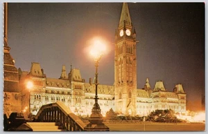 Ottawa Ontario Canada Vintage Postcard Parliament Buildings at Night - Bild 1 von 2