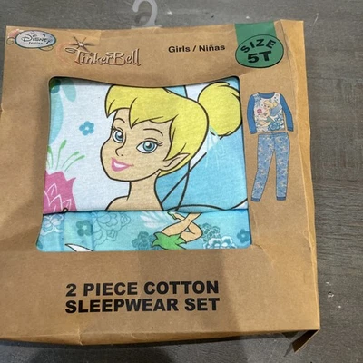 Vintage Disney Fairies Tinker Bell Girls Pajama Set Toddler 5T  ~ New in Box - Image 1 of 4