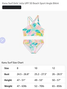 Kanu Surf Girls' Julia UPF 50 Beach Sport Angle Bikini Size 10 - Picture 1 of 2