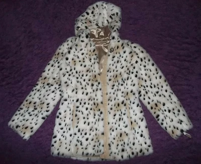 New Anne Klein AK Fake Fur Faux Lynx Coat Hooded Reversible Small - Image 1 of 4
