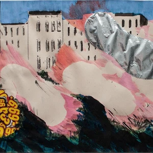Sabine Peuckert Berlin Stadtlandschaft Ostdeutsche Kunst signiert Collage 2012 - Bild 1 von 3