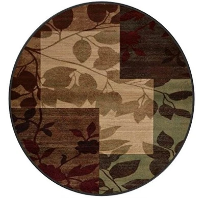 Transitional Leaf Multi Area Rug 8x8 Casual Square Vine Approx 7'10"x7'10" Round - Image 1 of 3