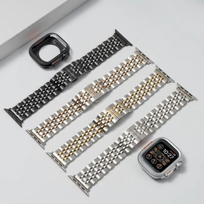 For Apple Watch Ultra 3/2/1 Metal Case Stainless Steel Band iWatch 11 10 9 8 7 6 - Image 1 of 4