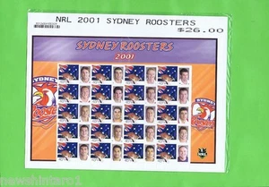 #T6. SET (13) OF 2001 NRL RUGBY LEAGUE STAMP SHEETS - Picture 1 of 12