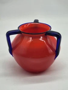 Michael Powolny for Loetz Art Deco Glass Czech Tango Orange & Blue Vase T51 - Picture 1 of 9