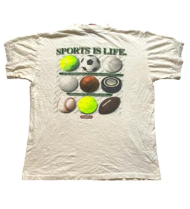 VTG Big Ball Sports Shirt Youth Large Dingy White Single Stitch Sportswear Boys - Picture 1 of 14