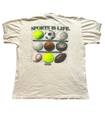 VTG Big Ball Sports Shirt Youth Large Dingy White Single Stitch Sportswear Boys - Image 1 of 4