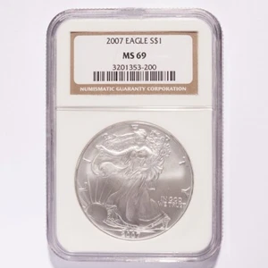 2007 Silver American Eagle Dollar NGC MS69 - Picture 1 of 2