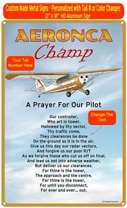 Letrero de avión HD Aeronca Champ (rojo/dorado) - Una oración por nuestro piloto - Imagen 1 de 3