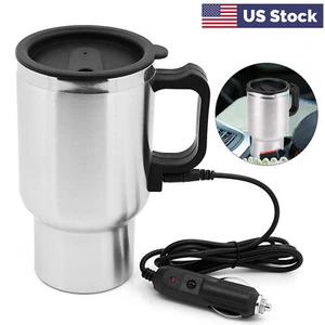 450ml Electric Car Cup Travel Heating Cup Coffee Mug Heater Insulated Plug K4E6 - Picture 1 of 12