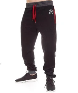 Black JDM Drift Power Over Clutch Kick Zipper Pockets Trackies Track Pants - Picture 1 of 14