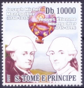 Sao Tomé 2007 postfrisch, Joseph & Jacques Montgolfier, erfundener Heißluftballon  - Bild 1 von 1