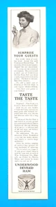 1909 UNDERWOOD DEVILED HAM recipe antique PRINT AD sandwich lunch dinner picnic - Picture 1 of 3