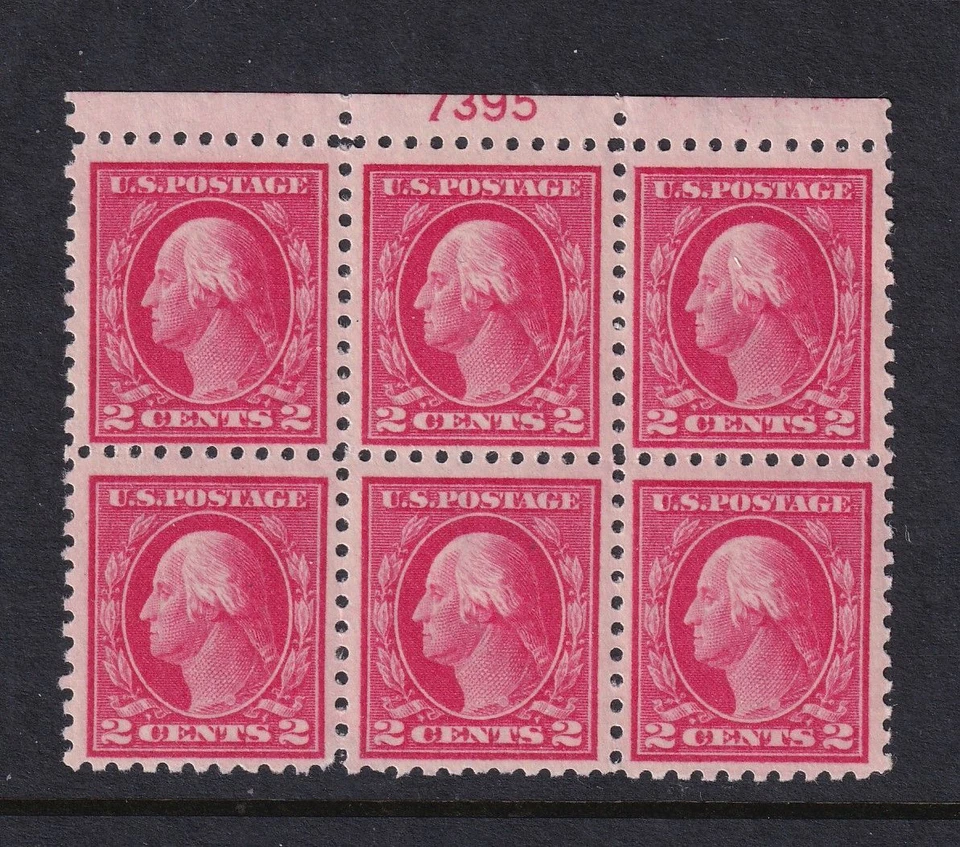 1914 Washington 2c Sc 425 MNH VF with nice full original gum, plate block (DC - Image 1 of 1