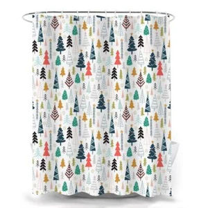 Christmas Tree Shower Curtain Colorful Christmas Tree Xmas Holiday Decoration... - Picture 1 of 5