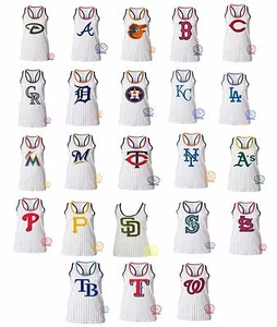 New MLB 5th & Ocean Women's Racerback Pinstripe Glitter Tank Top T-Shirt - Picture 1 of 22