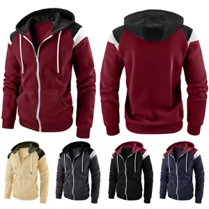 Men Winter Athletic Warm Soft Sherpa Lined Fleece Zip Up Sweater Jacket Hoodie * - Picture 1 of 17