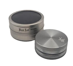 Grinder Black Leaf Aluminium Kräutermühle 2-Teilig mit Dose Mühle Crusher Grau - Bild 1 von 24