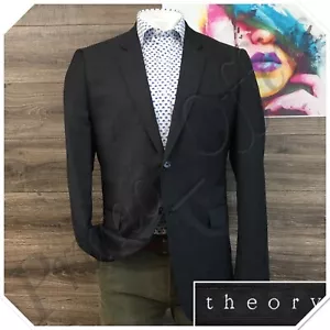 Theory Mens Blazer Sport Coat Two Button Casual Jacket Size 44L Wool Suit - Picture 1 of 13