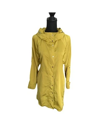 Zara Woman Long Jacket Coat Size Small Cinched Waist Zip Snap Yellow Green - Image 1 of 4