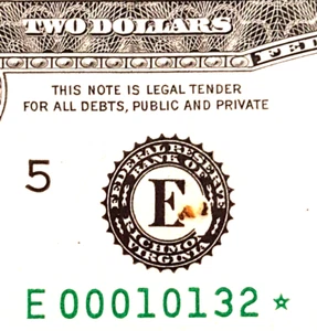 $2 STAR (( RETAINED OBSTRUCTION ERROR )) series 2003 PCGS 63 PPQ uncirculated - Picture 1 of 3