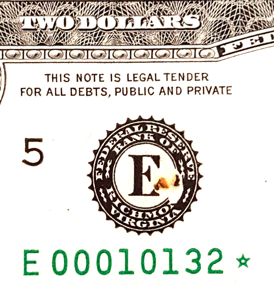 $2 STAR (( RETAINED OBSTRUCTION ERROR )) series 2003 PCGS 63 PPQ uncirculated - Image 1 of 3