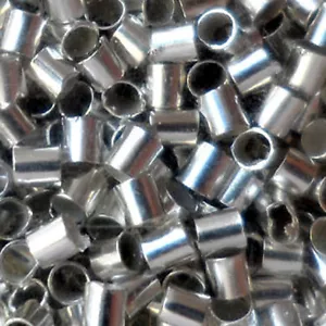 Lot de 100 Perles à Écraser TUBES "ARGENTÉ CLAIR" environ Ø 1,5/2 mm - Foto 1 di 2