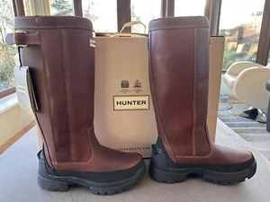 Hunter Balmoral Leather Wellington Boots - NEW Unisex 7 - EU 40 - BNIB Wellies. - Picture 1 of 17