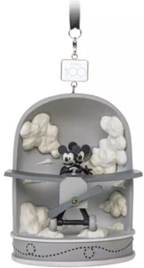 New Disney Parks Mickey Minnie Mouse Disney100 Eras Hanging Ornament PLANE CRAZY - Picture 1 of 10