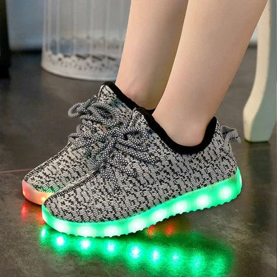 Boys/Girls USB Charging LED Light Luminous Laces Shoes Kids Flashing Sneakers - Image 1 of 4