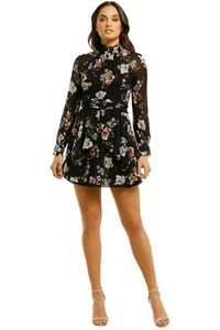 NICHOLAS Silk Rose High Neck Mini Floral Dress Size 6 AU RRP 595 WITH DEFECTS - Picture 1 of 7