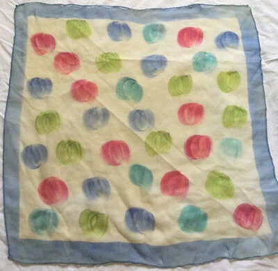 Bufanda vintage enrollada a mano pintura de seda pinceles círculos gasa Foto 1 de 4