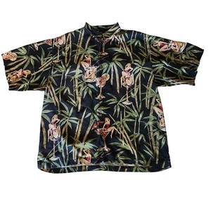 Camicia Tommy Bahama 100% seta con bottoni nera hawaiana manica corta uomo XL - Foto 1 di 6