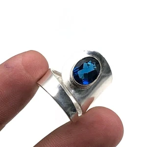 London Blue Topaz Gemstone 925 Sterling Silver Handmade Jewelry Ring Gift - Picture 1 of 3
