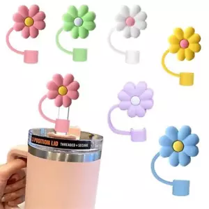 6/12Pcs Flower Straw Tip Cover Cap for Stanley Cup Silicone Straw Topper 10mm AU - Picture 1 of 24
