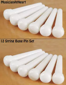 MusicianAtHeart BONE Bridge Slotted Pin Set 12 String Epiphone Acoustic Guitar - Picture 1 of 5