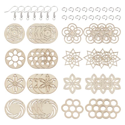  80 piezas 8 formas colgantes de madera natural pendientes huecos de madera encanto fabricación de joyas Foto 1 de 4