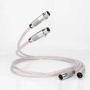 Pair 1M Silver Plated Audio Balanced Cable W/ Rhodium Plated Male to Female Plug - Picture 1 of 5