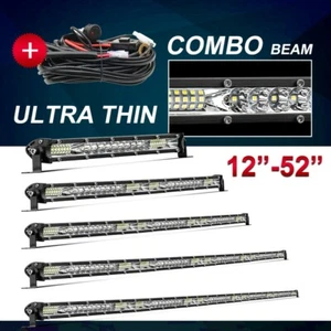 Slim 10/20/30/40/50" Led Light Bar Spot Flood Combo Driving UTE SUV Offroad ATV - Picture 1 of 18