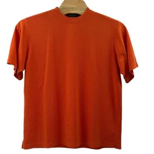 Bugatchi Uomo Orange Crew Neck Textured Short Sleeve Shirt Men Size Large - Picture 1 of 10