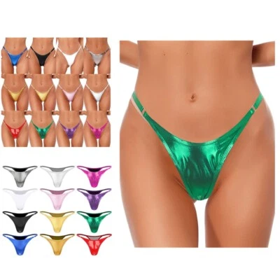 Damen Wetlook Slip Mini Micro String Tanga G-String Höschen Panties Unterwäsche - Bild 1 von 4