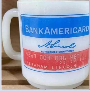 Vintage Abraham Lincoln Bank Americard Coffee Mug - Credit Card Cup - Picture 1 of 3