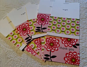 10 kleine Grußkarten, hübsche rosa Blumen ~ je 5: Danke & Blumen - Bild 1 von 4