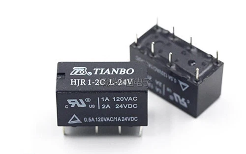 10PCS 8pins 24V TIANBO HJR1-2C L-24V HJR1-2CL-24V 2A Power PCB Mount Relay - Image 1 of 1