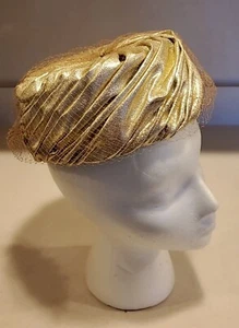 RARE VTG Womens Turban Hat With Net / Veil Distinction Fashion Guild Originality - Picture 1 of 8