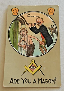 COMIC POSTCARD “ARE YOU A MASON” “THE INITIATION” p/m 1909? #16 - Picture 1 of 2